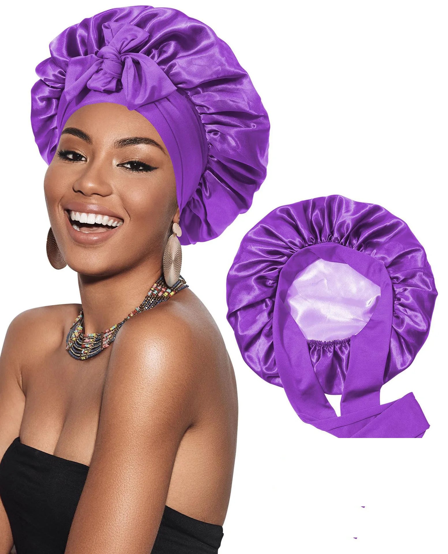 Bonnet Satin Double Couche - Protection Renforcée & Bord Large Ajustable