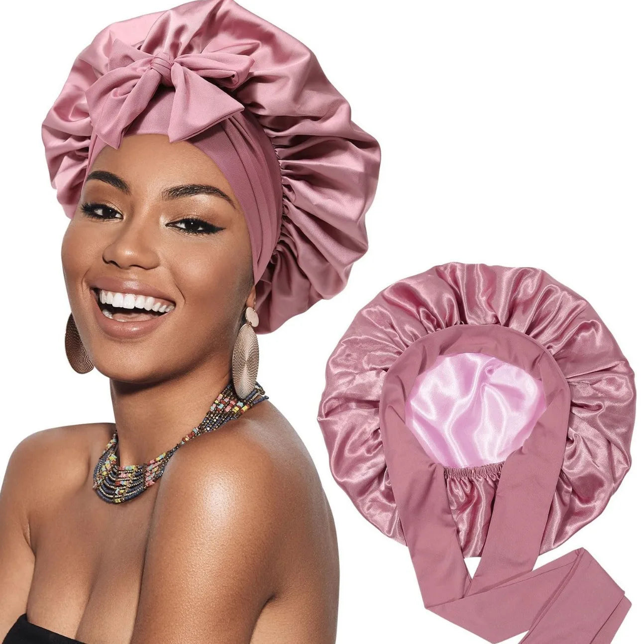 Bonnet Satin Double Couche - Protection Renforcée & Bord Large Ajustable