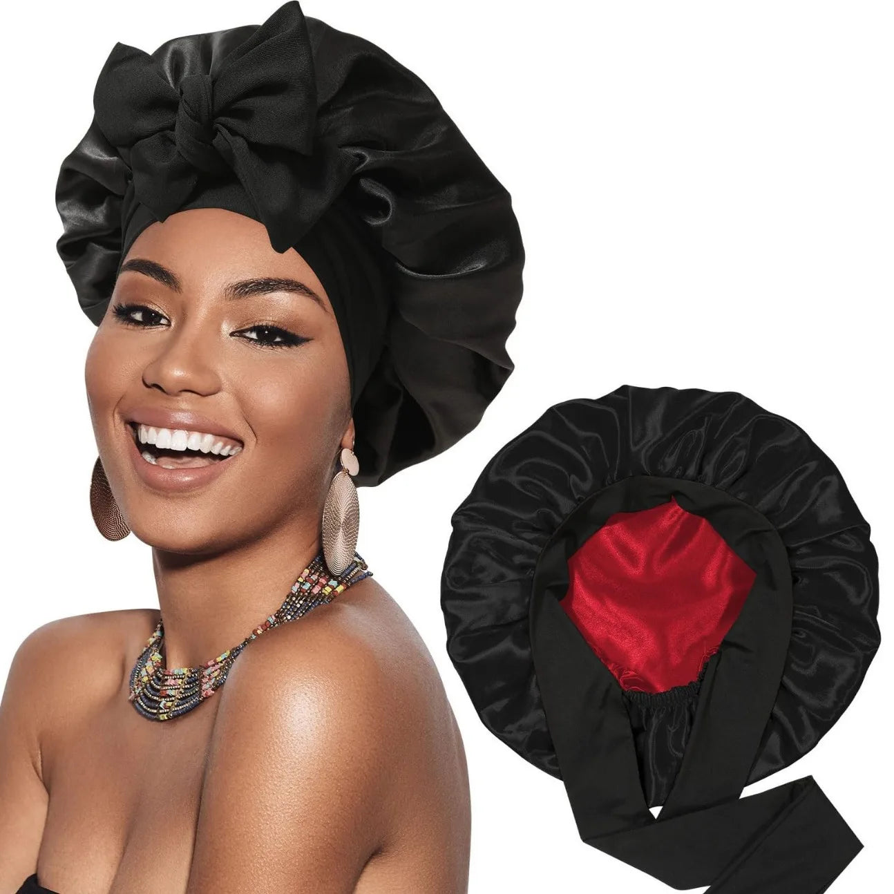 Bonnet Satin Double Couche - Protection Renforcée & Bord Large Ajustable