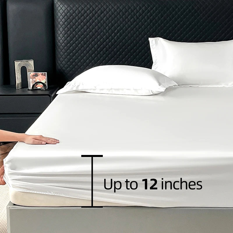 Drap Housse en Satin - Bord Élastique 360°, Toucher Soyeux