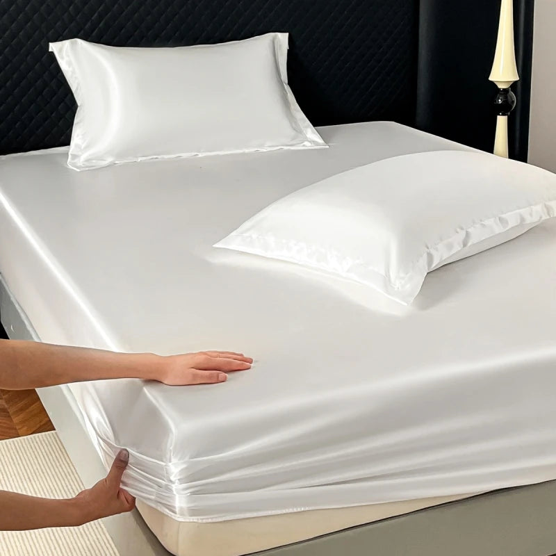 Drap Housse en Satin - Bord Élastique 360°, Toucher Soyeux
