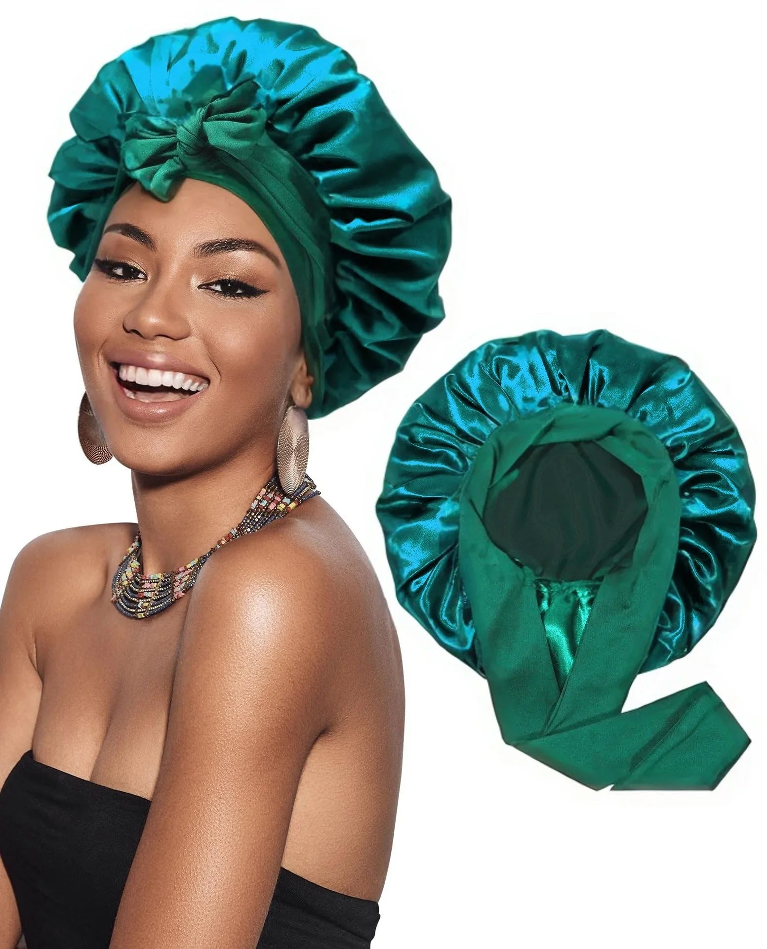 Bonnet Satin Double Couche - Protection Renforcée & Bord Large Ajustable