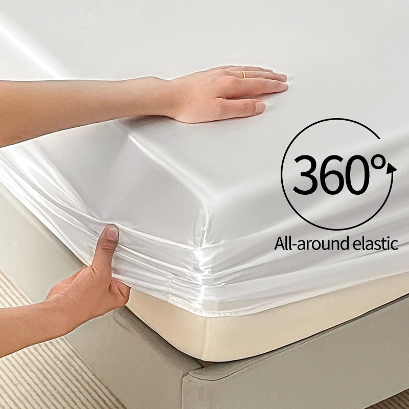 Drap Housse en Satin - Bord Élastique 360°, Toucher Soyeux