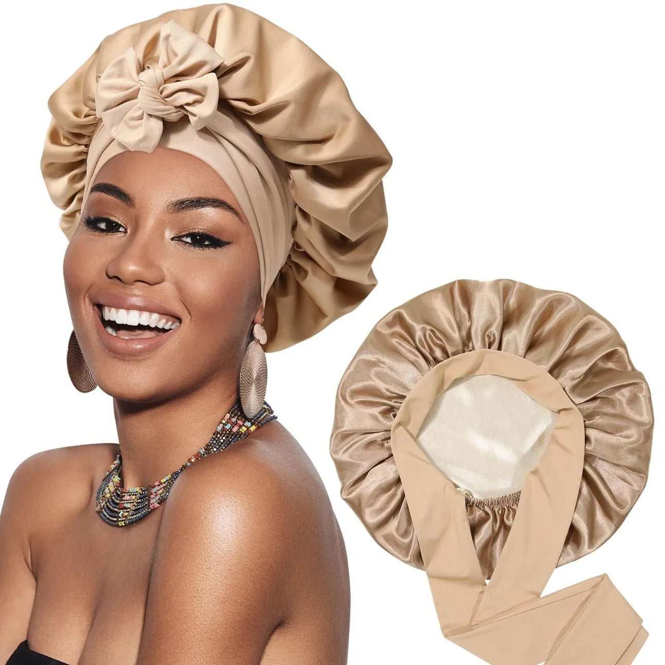 Bonnet Satin Double Couche - Protection Renforcée & Bord Large Ajustable