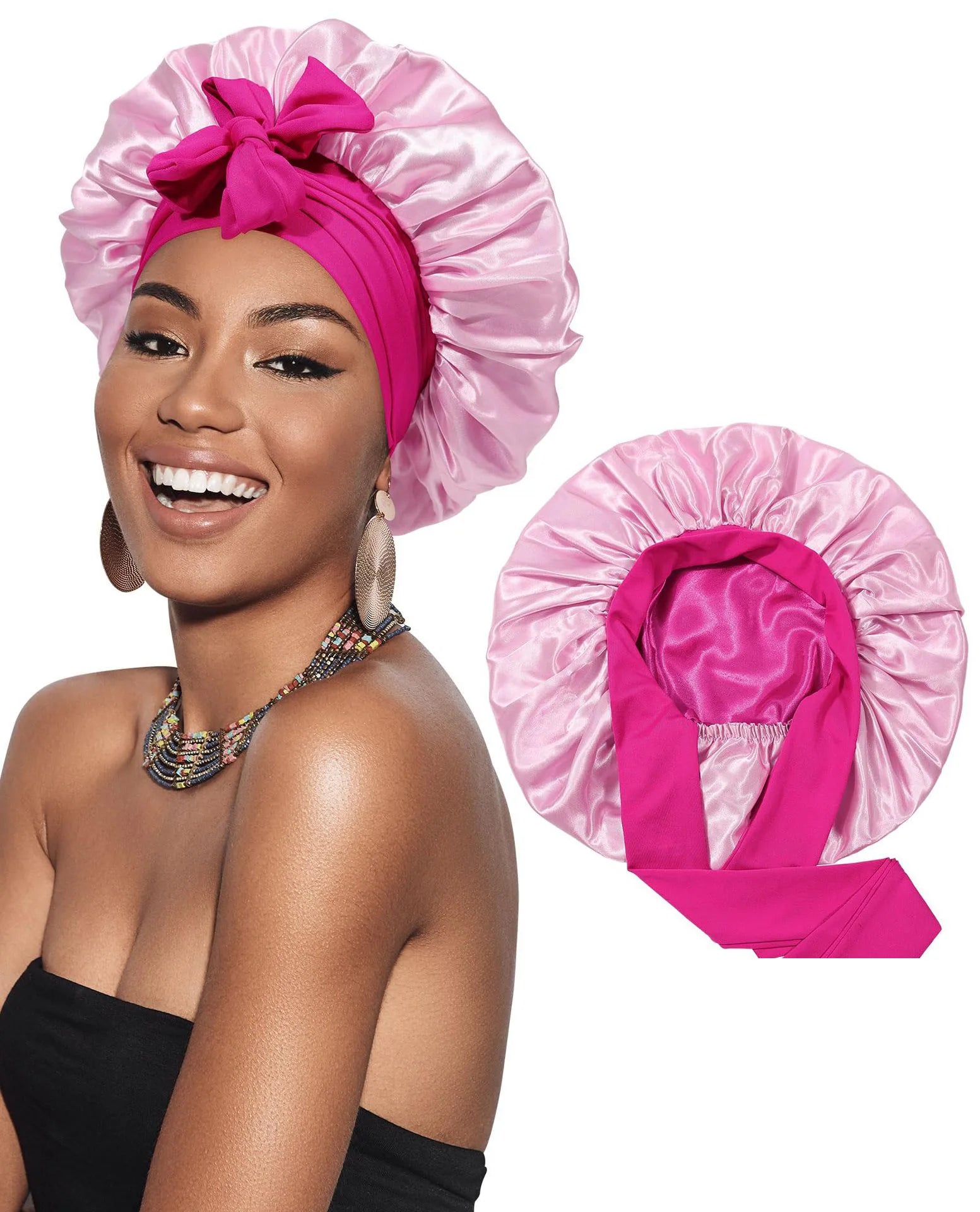 Bonnet Satin Double Couche - Protection Renforcée & Bord Large Ajustable