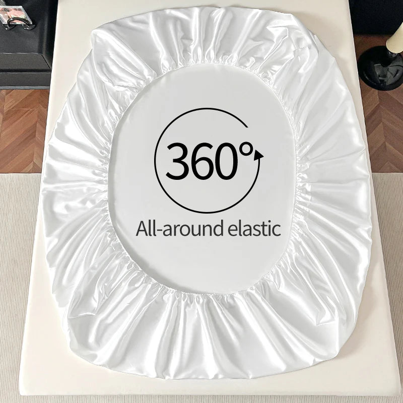 Drap Housse en Satin - Bord Élastique 360°, Toucher Soyeux