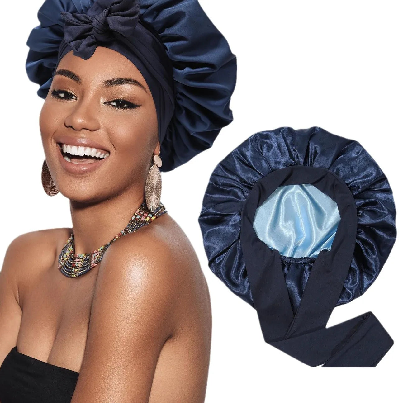Bonnet Satin Double Couche - Protection Renforcée & Bord Large Ajustable